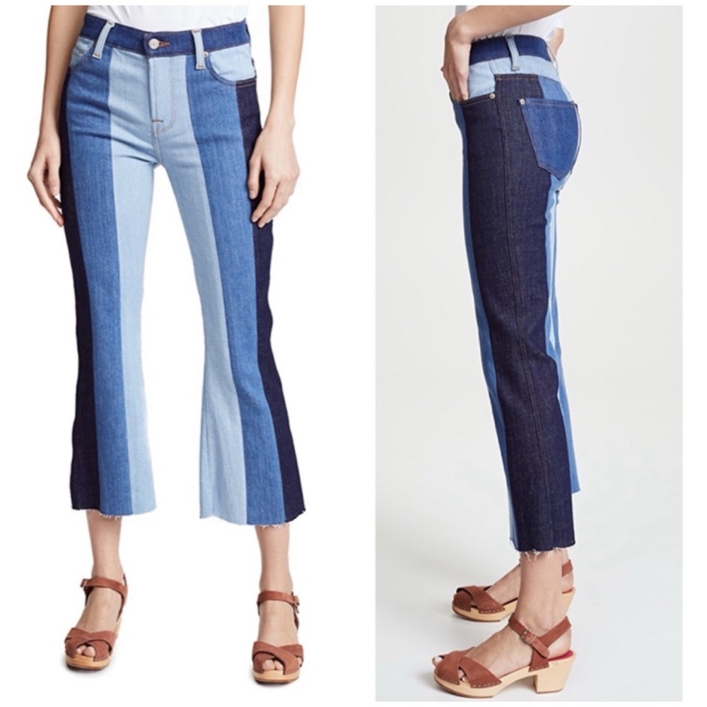 7 For All Mankind Ali Patchwork Cropped Flare Jeans